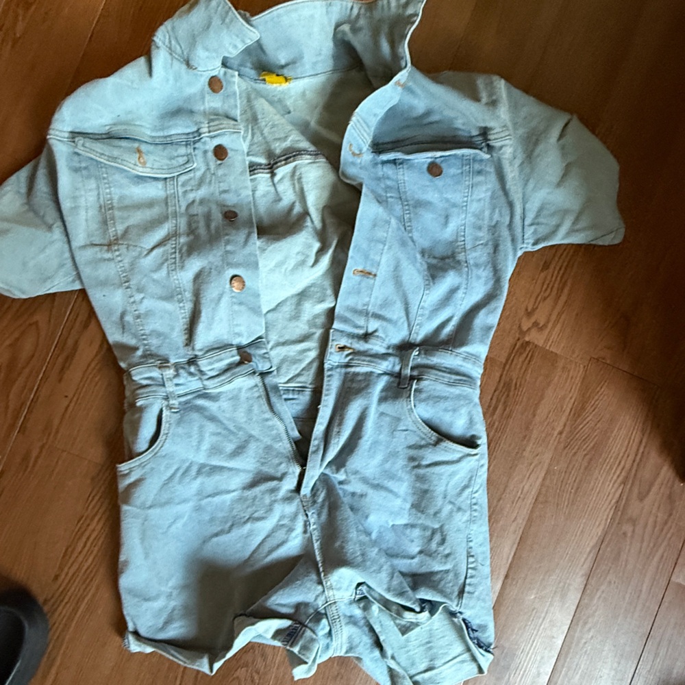 Rainbow Blue Distressed Denim Top